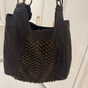 Leatherock vintage Studded Black Leather Tote Bag